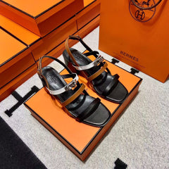 MID - SANDAL BLACK MIX WHITE MIX TAWNY CALFSKIN