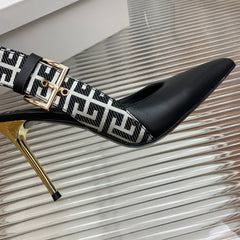 BALMAIN 25S SLINGBACK SHOES 95MM IN BLACK CALFSKIN