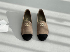 LOAFERS IN TAN BROWN  MIX BLACK SUEDE