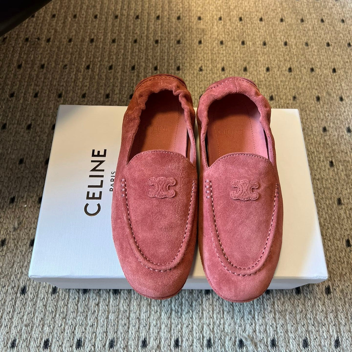 CELINE 25S LOAFERS FLAT IN PINK SUEDE
