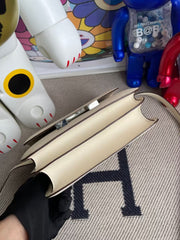HM CONSTANCE BAGS 19 WHITE LAMBSKIN SILVER H BUCKLE MIX