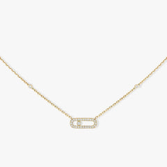 MOVE UNO PAVED SILVER DIAMOND NECKLACE