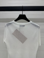 MIUMIU SHORT-SLEEVE EMBROIDERED LOGO T-SHIRT 269462