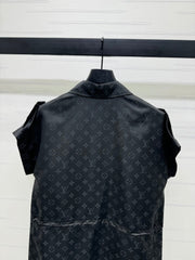 LV 25S SHORT SLEEVE JACQUARD DRAWSTRING DRESS 264215