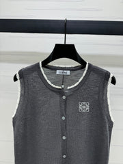 LOEWE 25S ROUND NECK KNITTED VEST WHITE 264068