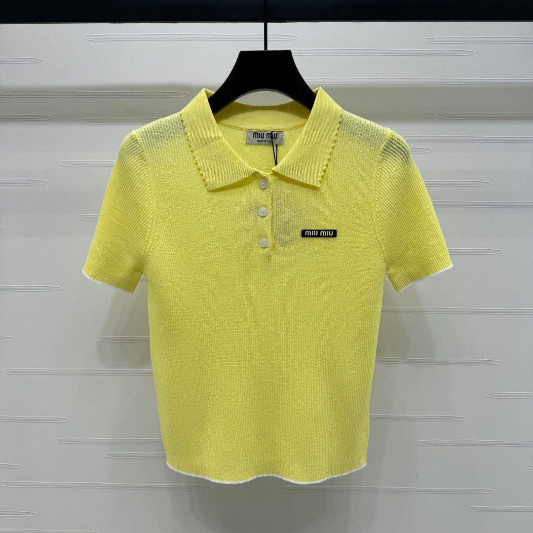 MIUMIU SHORT-SLEEVE KNIT POLO 269422