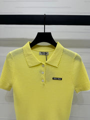 MIUMIU SHORT-SLEEVE KNIT POLO 269422