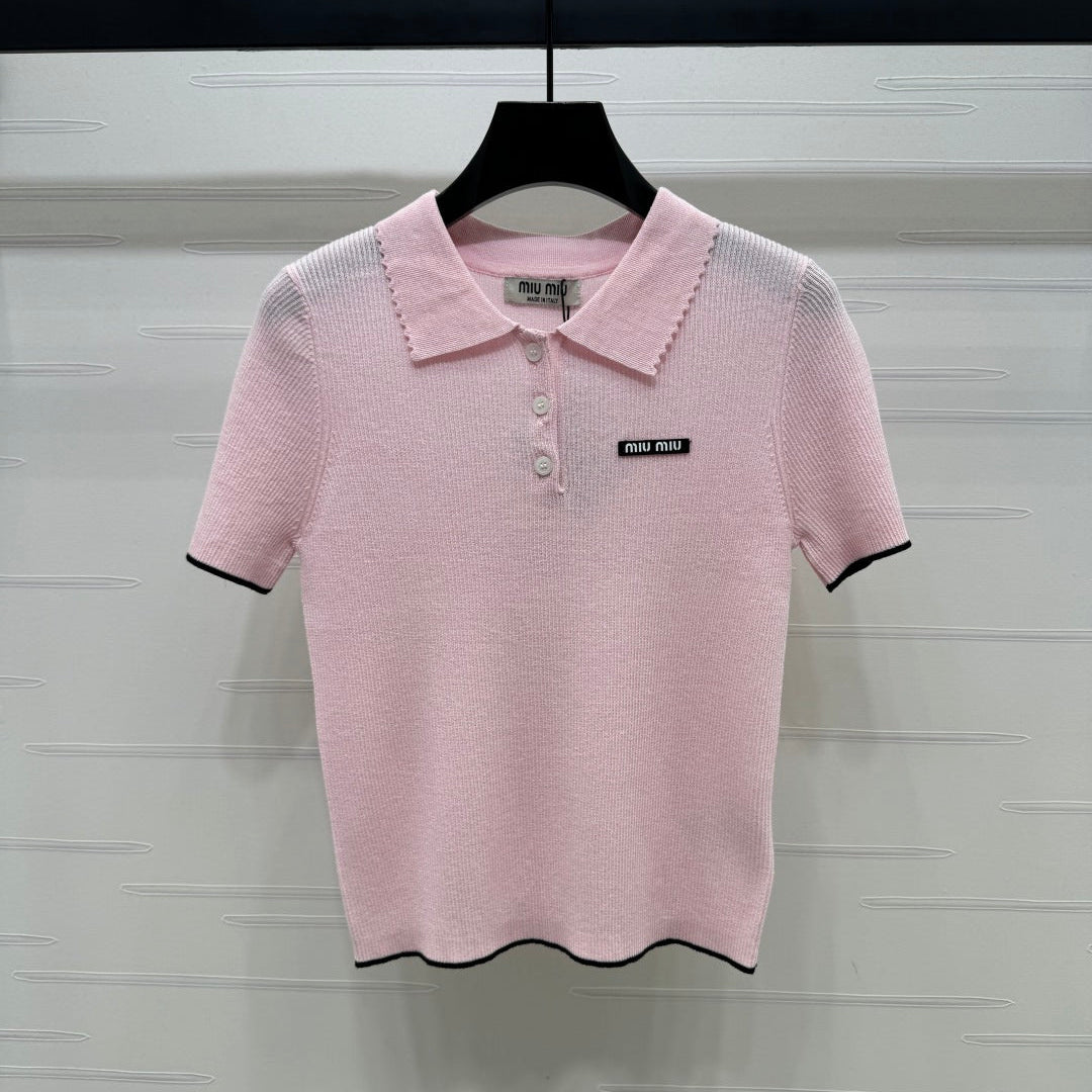 MIUMIU SHORT-SLEEVE KNIT POLO 269423