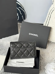 CHANEL 25S CLASSIC FLAP CARD HOLDER 11 IN BLACK CAVIAR GOLD HARDWARE
