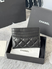 CHANEL 25S CARD HOLDER 11 IN BLACK LAMBSKIN GOLD HARDWARE
