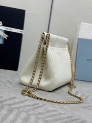 PRADA 25S ENCHAINE MINI BAG 22 IN WHITE CALFSKIN GOLD HARDWARE