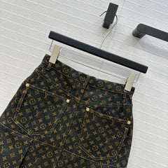 LV A-LINE DENIM SKIRT WITH LOGO 264400
