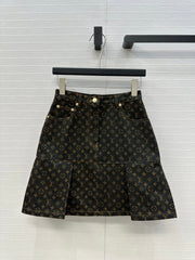 LV A-LINE DENIM SKIRT WITH LOGO 264400