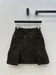 LV A-LINE DENIM SKIRT WITH LOGO 264400