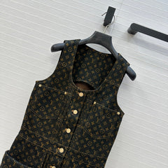 LV DENIM SLEEVELESS DRESS WITH LOGO 264410