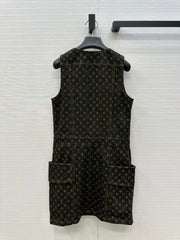LV DENIM SLEEVELESS DRESS WITH LOGO 264410