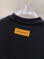 LV EMBROIDERED LOGO T-SHIRT IN BLACK COTTON 238830