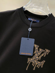 LV EMBROIDERED LOGO T-SHIRT IN BLACK COTTON 238830