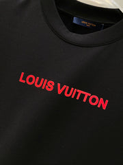 LV T-SHIRT IN BLACK COTTON RED LOGO 238833