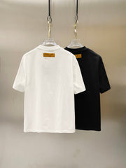 LV T-SHIRT IN BLACK COTTON BLUE LOGO PRINT 238836