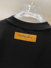 LV T-SHIRT IN BLACK COTTON BLUE LOGO PRINT 238836