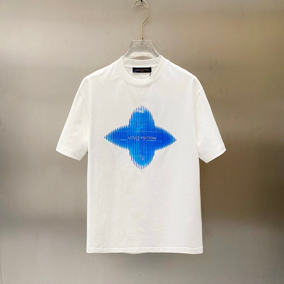 LV T-SHIRT IN WHITE COTTON BLUE LOGO PRINT 238837