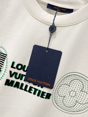 LV WHITE COTTON T-SHIRT GREEN LOGO PRINT 238843