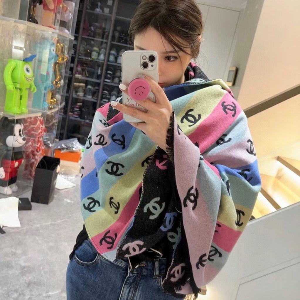RAINBOW SCARF 180 CM IN COLORFUL CASHMERE AND WOOL 390961