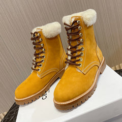KURT LACE-UP MID BOOT IN PERU BROWN SUEDE AND SHEARLING