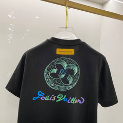 LV T-SHIRT BLACK COTTON HAND-PAINTED LOGO 238850