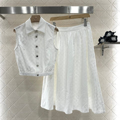 LV 25S SLEEVELESS JACQUARD SHIRT DRESS SET 265640