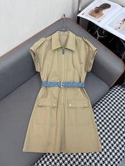 SHIRT DRESS WITH SHORT SLEEVES AND LOGO BELT 258221