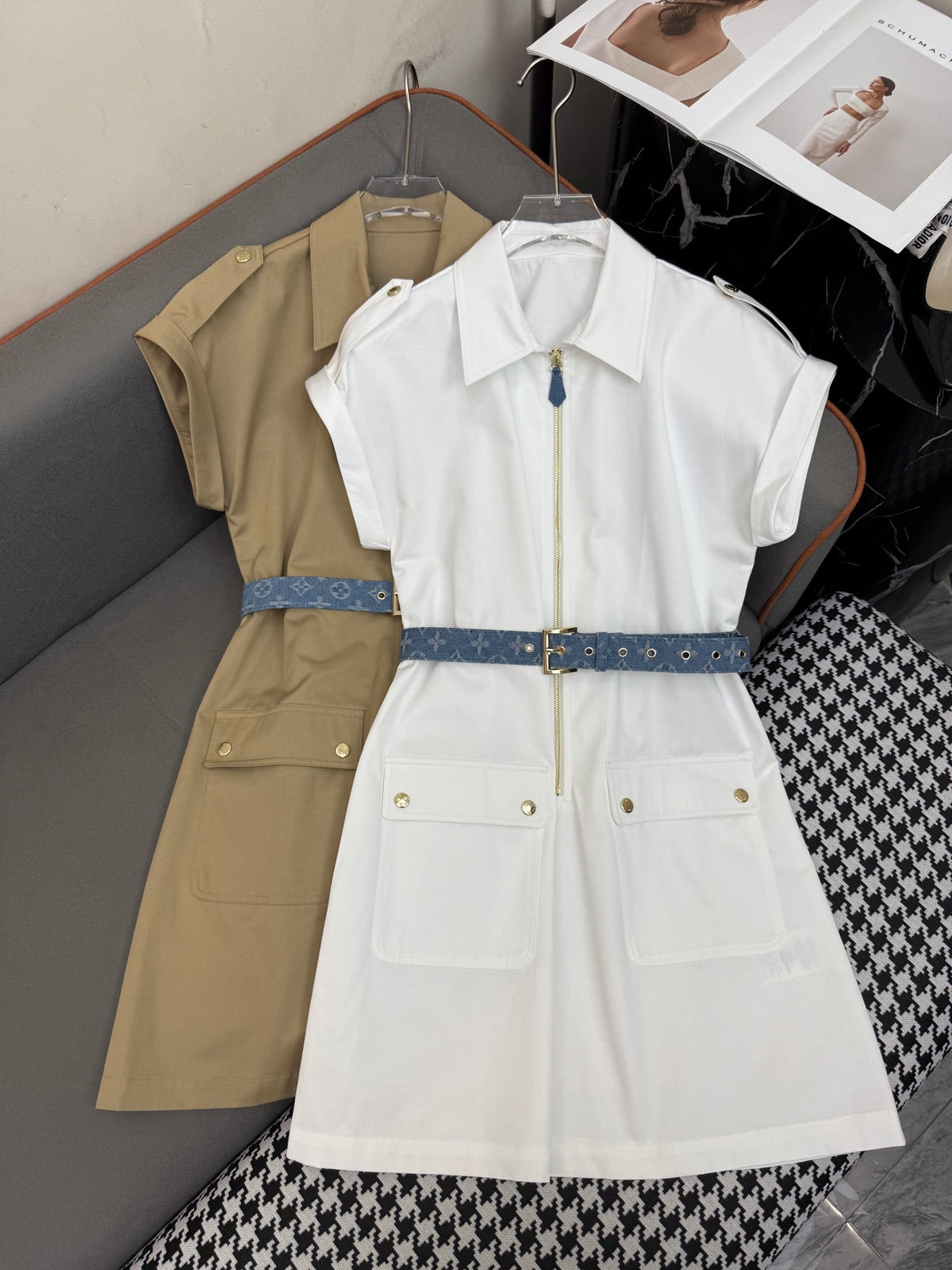 SHIRT DRESS WITH SHORT SLEEVES AND LOGO BELT 258221