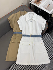 SHIRT DRESS WITH SHORT SLEEVES AND LOGO BELT 258221