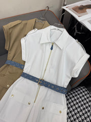 SHIRT DRESS WITH SHORT SLEEVES AND LOGO BELT 258221