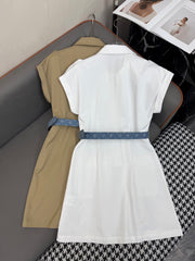 SHIRT DRESS WITH SHORT SLEEVES AND LOGO BELT 258221