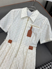 LV SHIRT DRESS WITH PLEATED HEM 25IN POLYESTER 266636