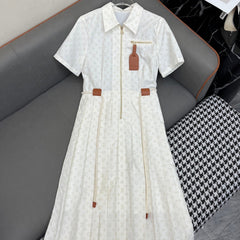 LV SHIRT DRESS WITH PLEATED HEM 25IN POLYESTER 266636