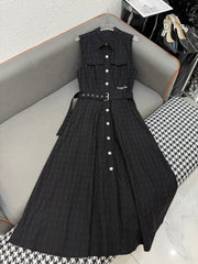 DIOR SLEEVELESS DRESS 25S IN DIAMONDPATTERNED COTTON JACQUARD 266620