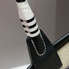 STEEPLE 28 BAG IN OFF-WHITE H CANVAS AND BLACK SWIFT CALFSKIN
