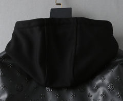 LV HOODED JACKET IN BLACK EMBOSSED CALFSKIN AND COTTON 239057