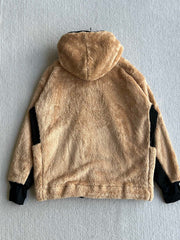 MONCLER 25S FUZZY TEDDY FLEECE HOODIE IN BROWN 042