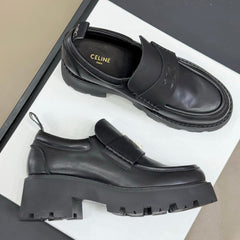 CELINE 25S SERIN CHUNKY LOAFERS 50MM IN BLACK CALFSKIN