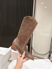 CELINE 25S HIGH BOOTS FOR FALL AND WINTER 45MM IN DARK BROWN SUEDE