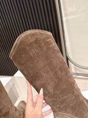 CELINE 25S HIGH BOOTS FOR FALL AND WINTER 45MM IN DARK BROWN SUEDE
