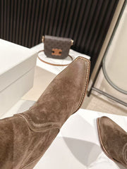 CELINE 25S HIGH BOOTS FOR FALL AND WINTER 45MM IN DARK BROWN SUEDE