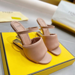 FENDI BAGUETTE HIGH-HEEL SANDALS 8 CM IN CAMEL BROWN CALFSKIN