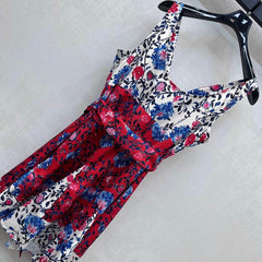 LV SLEEVELESS V-NECK DRESS WITH WAIST TIE 263818
