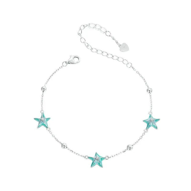 Gradient Blue-green Starfish Link Chain Bracelets